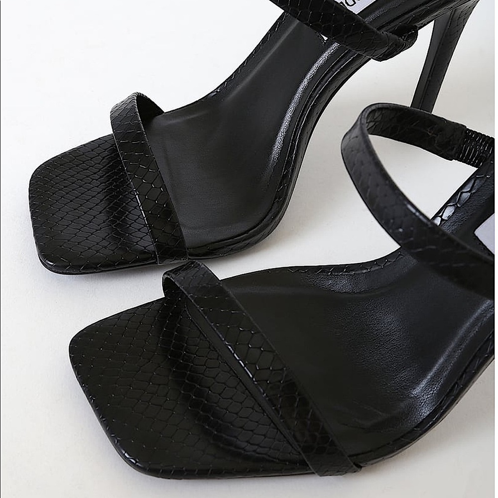 Steve Madden Michele Black Snake High Heel Sandals - Picture 7 of 7